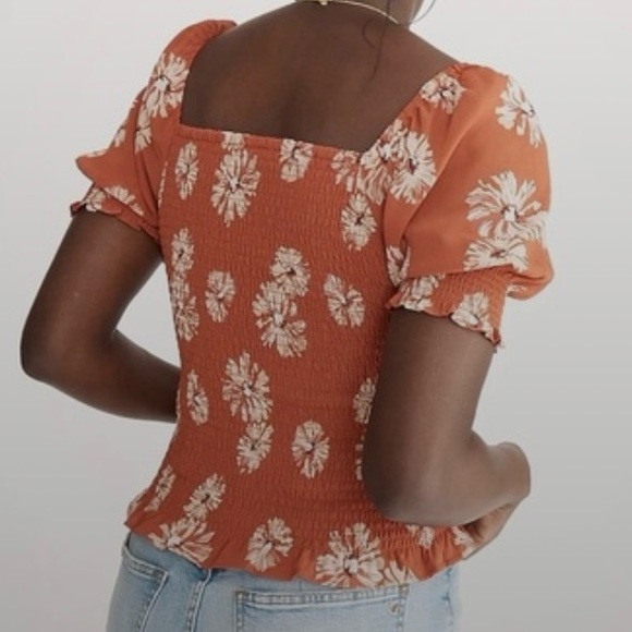 Madewell Womens Georgette Lucie Smocked Top Size 2X Puff
Sleeve Floral Rust NWOT - Picture 5 of 8